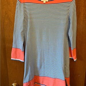 Sail to Sable Coral and Blue Striped  Dress